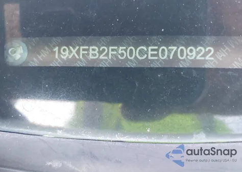 2012 Honda Civic Lx z USA, uszkodzony, nr VIN 19XFB2F50CE070922